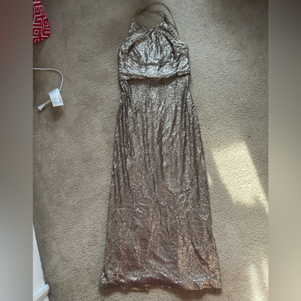 Christina Wu Champagne Sequin Dress